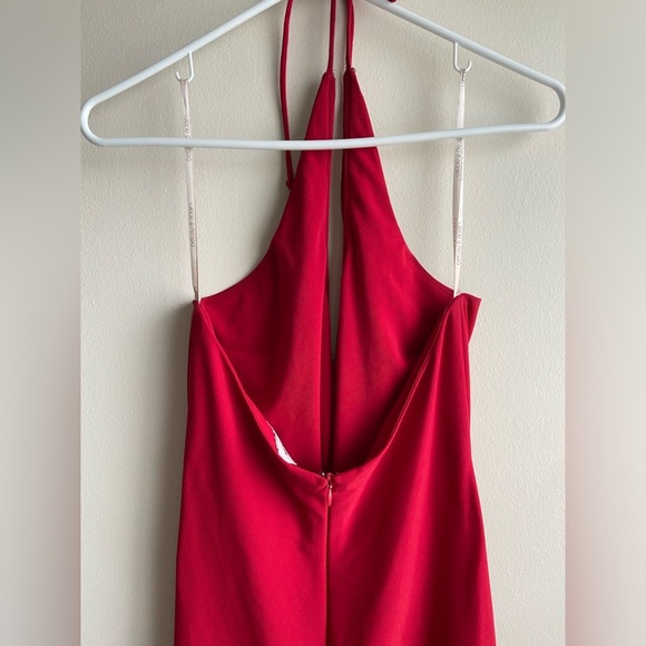 Vintage Betsy & Adam Red Rhinestone Full Length Formal Dress Open back - Picture 3 of 15